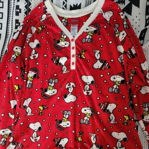 Peanuts red and white snoopy Christmas pajama set
